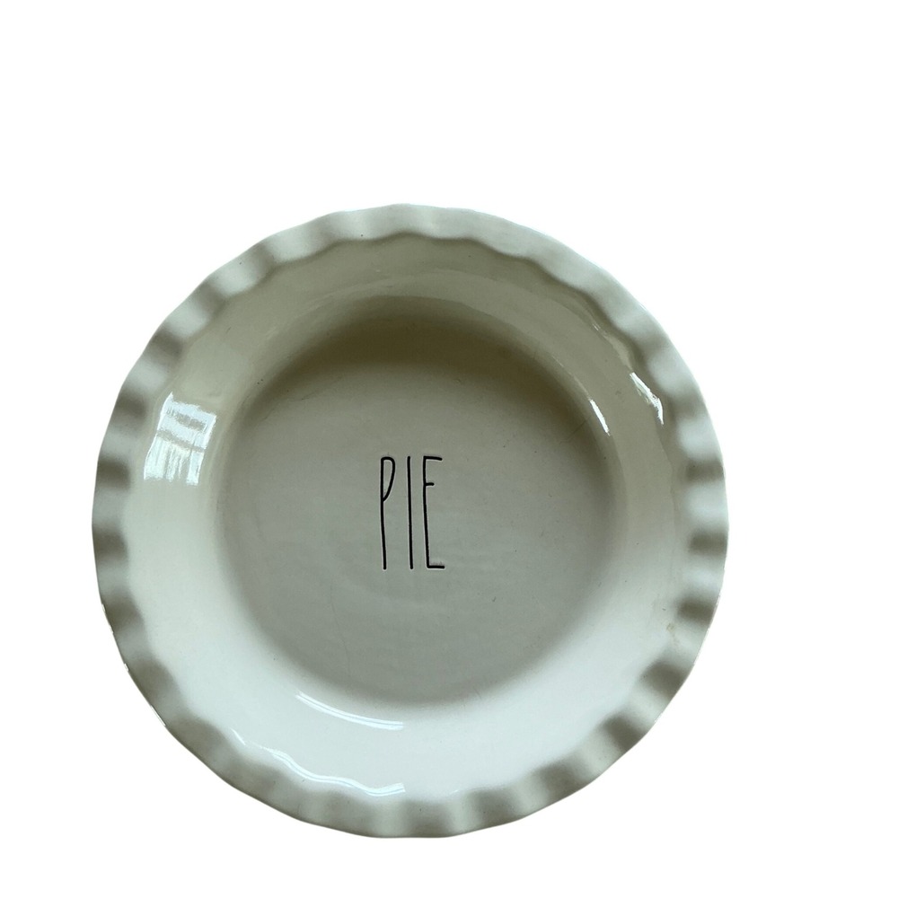 Rae Dunn Artisan Collection Ivory Ceramic Pie Dish Scalloped Rim Farmhouse Decor